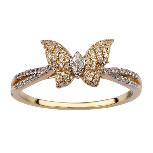 10K 0.16CT D-RING LDS RDS MP "BUTTERFLY"