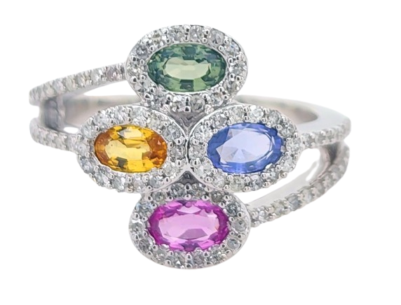 14K 0.48CT D-RING LDS RDS OVAL MULTI-STONE 1.21