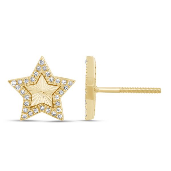 10K 0.10-0.11CT D-EARRING LDS RDS "STAR" YELLOW PLATE
