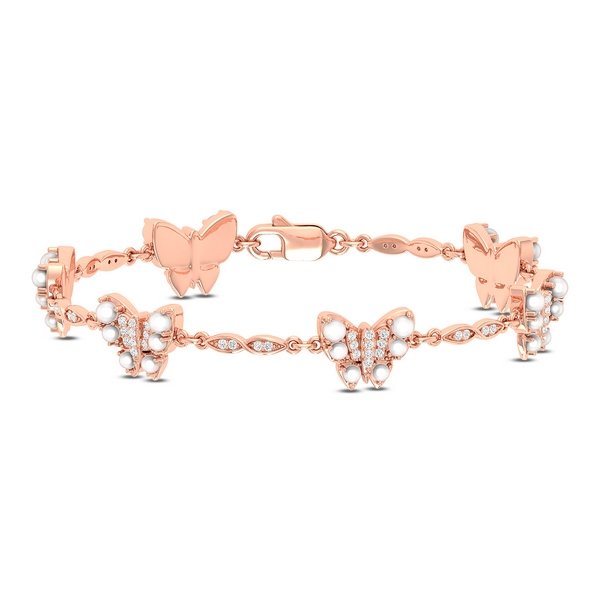 10K 0.35CT D-BRACELET LDS RDS "BUTTERFLY" CULTURED PEARL 3.54 (BEST DEAL BEST VALUE)