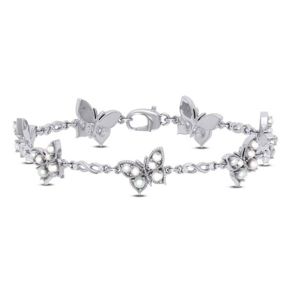 10K 0.06CT D-BRACELET LDS RDS "BUTTERFLY" CULTURED PEARL 3.25 (BEST DEAL BEST VALUE)