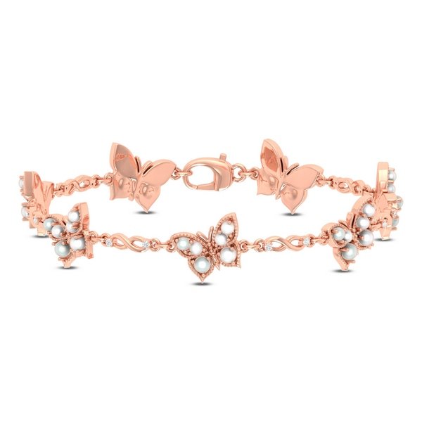 10K 0.05CT D-BRACELET LDS RDS "BUTTERFLY" CULTURED PEARL 3.20 SIZE 7 (BEST DEAL BEST VALUE)
