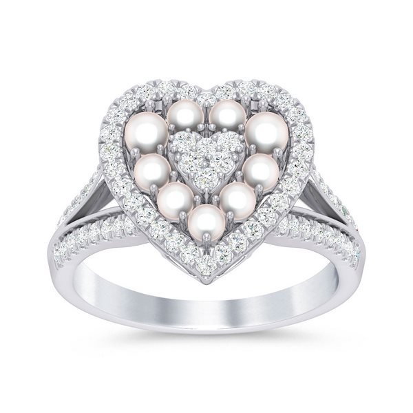 14K 0.47CT D-RING LDS RDS "HEART" CULTURED PEARL 0.97 "EGL CERTIFIED" "BEST DEAL BEST VALUE"