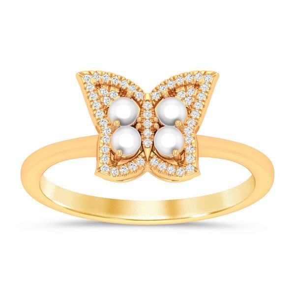 10K 0.07CT D-RING LDS RDS PEARL 0.46 (BEST DEAL BEST VALUE)