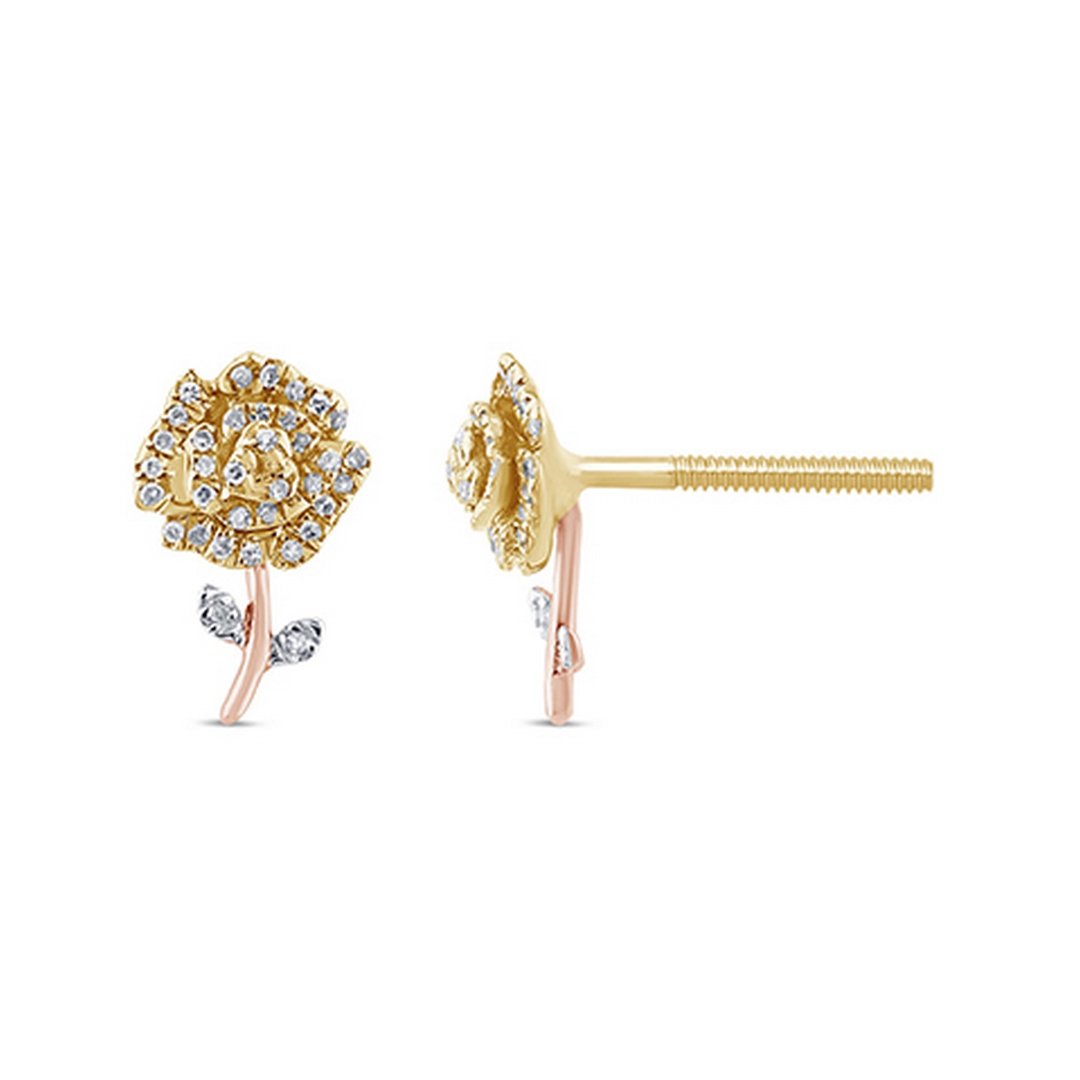 10K 0.08-0.10CT D-EARRING LDS RDS "ROSE" MICRO PRONG