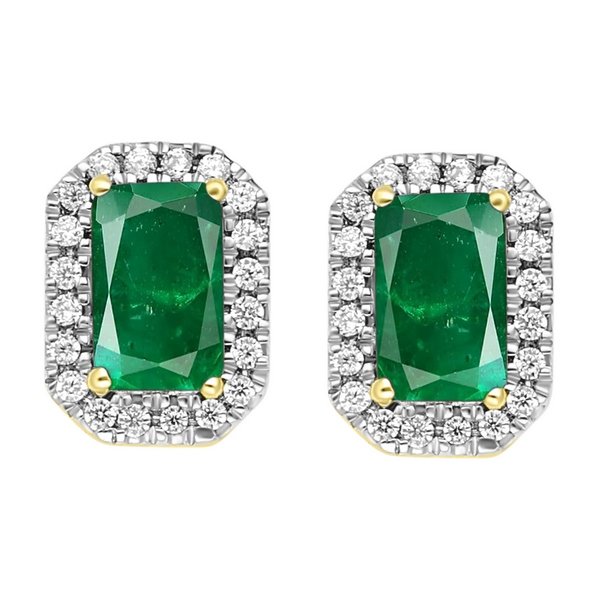 14K 0.09CT D-EARRING LDS RDS OCTAGON EME 0.45