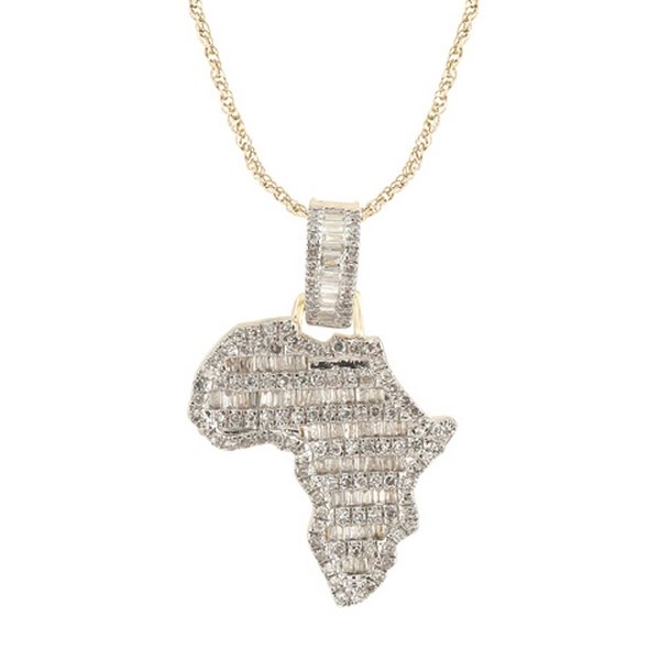 10K 0.46CT D-PENDANT MEN TPR/RDS "AFRICA MAP"