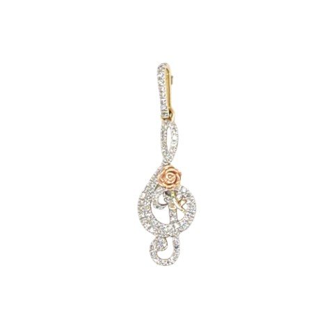 10K 0.10CT D-PENDANT LDS RDS MICRO PRONG "MUSICAL NOTE"