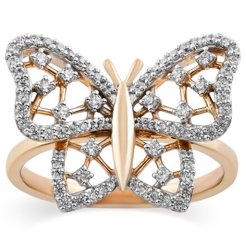 10K 0.38CT D-RING LDS RDS "BUTTERFLY"