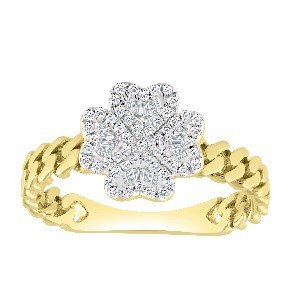 14K 0.25CT D-RING LDS BAG/RDS "FLOWER"