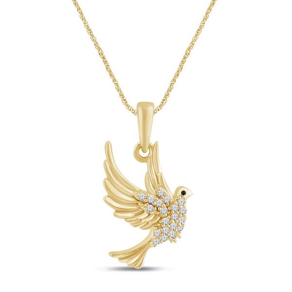 10K 0.10CT D-PENDANT LDS RDS PRONG "DOVE"