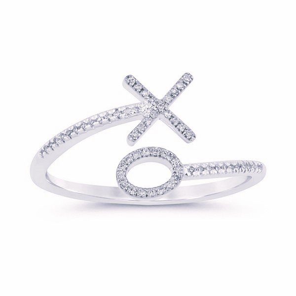 10K 0.08CT D-RING LDS RDS PRONG SETTING "XO"