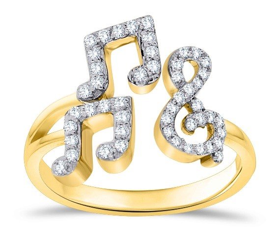 10K 0.22-0.23CT D-RING LDS RDS "MUSICAL NOTES"