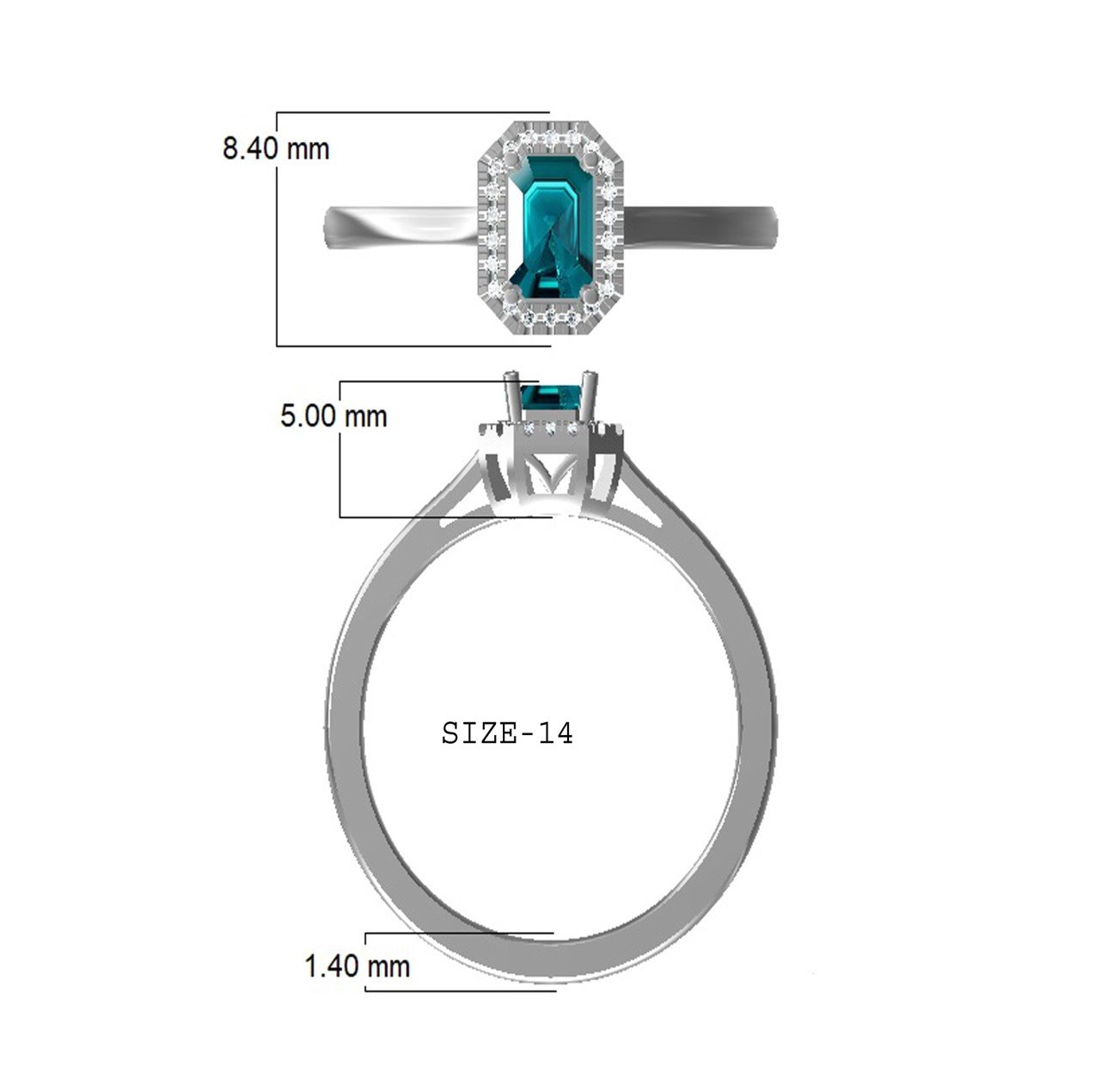 14K 0.08CT D-RING LDS RDS BLUE SAPHIRE 0.49
