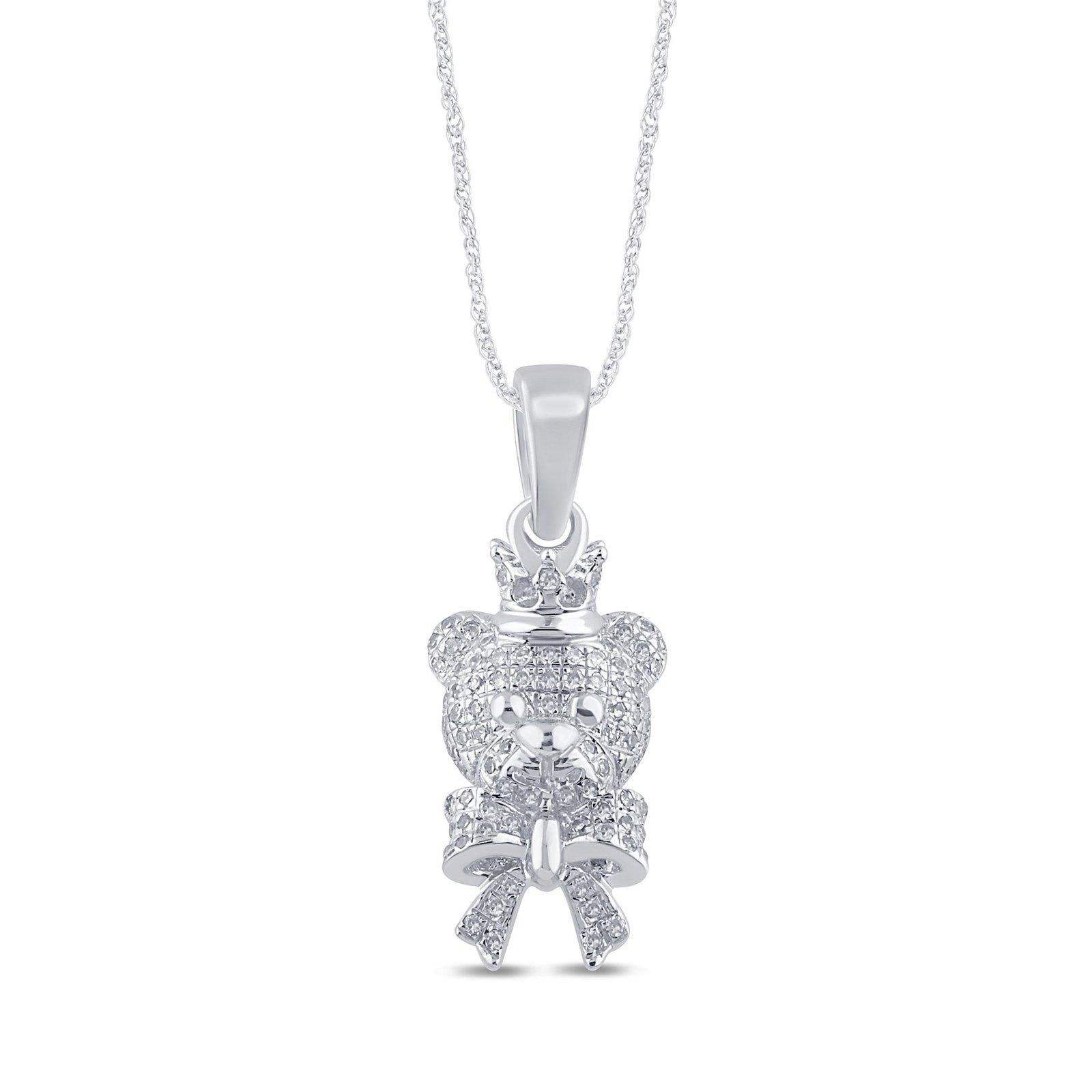 10K 0.11CT D-PENDANT RDS "TEDDY FACE" MICRO PRONG