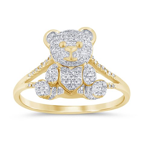 10K 0.20CT D-RING RDS "TEDDY BEAR" MICRO PRONG