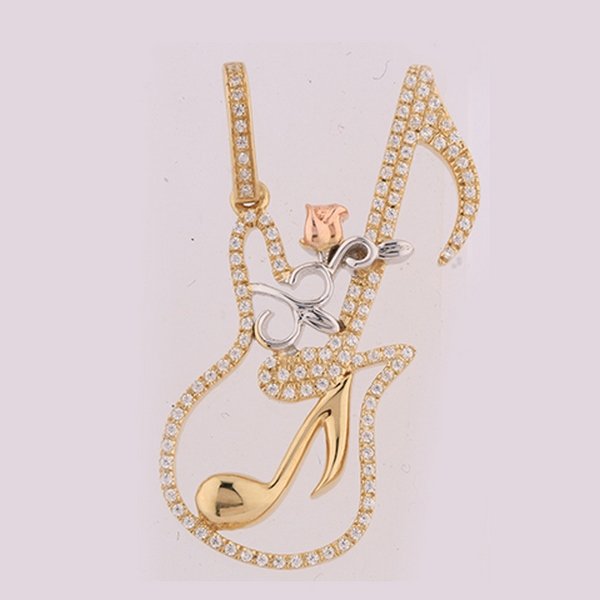 10K 0.15CT D-PENDANT LDS RDS "GUITAR" MICRO PRONG