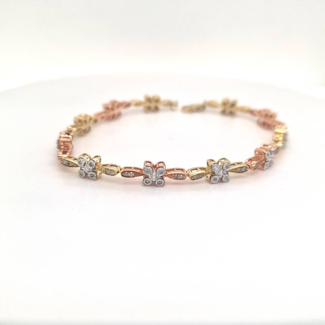 10K 0.46CT D-BRACELET LDS RDS FANUC PRONG "BUTTERFLY" SIZE 7 INCHES