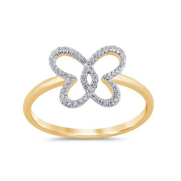 10K 0.07CT D-RING LDS RDS MICRO PRONG "BUTTERFY"