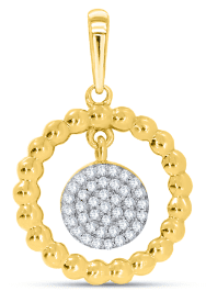 10K 0.10CT D-PENDANT LDS RDS "ROUND DIAMOND PLATE ENCLOSED IN CIRCLE"