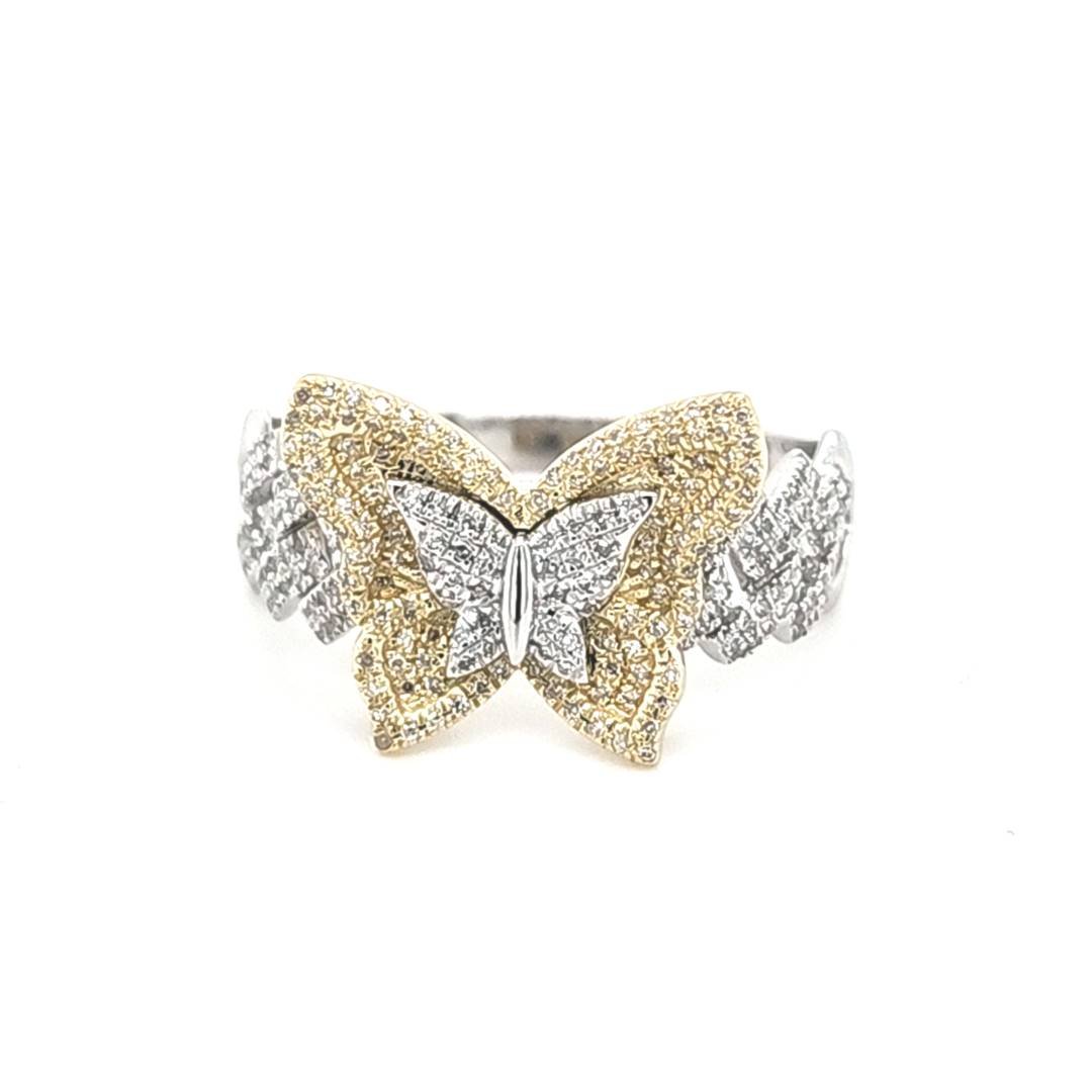 10K 0.33CT D-RING LDS RDS "BUTTERFLY" MICRO PRONG