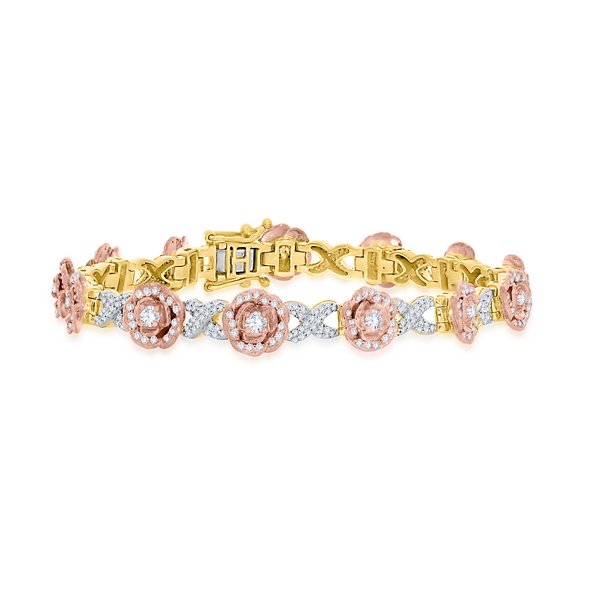 10K 3.53CT D-BRACELET RDS "ROSE FLOWER" SIZE 8 INCHES
