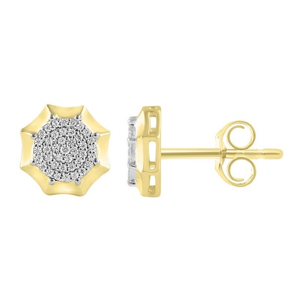 10K 0.18CT D-EARRING RDS MICRO PAVE "OCTAGONAL"