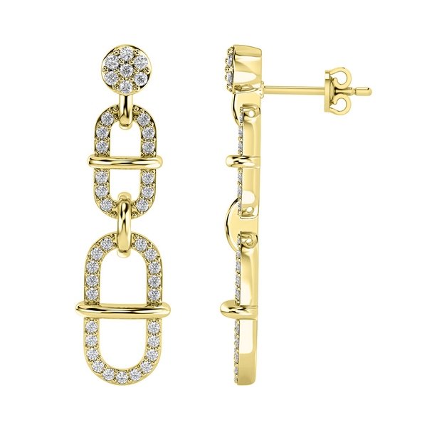 10K 0.54CT D-EARRING DANGLING RDS MICRO PRONG "LINK"