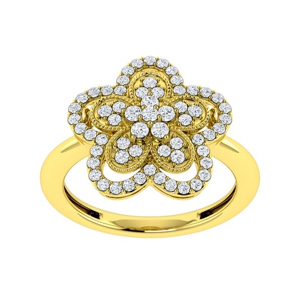 10K 0.49CT D-RING LDS RDS PRONG "FLOWER"