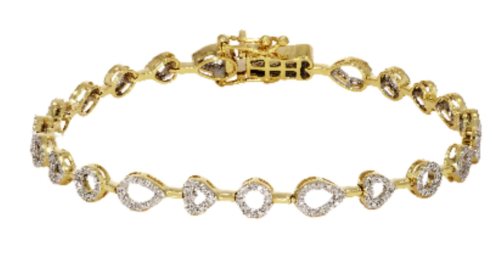 10K 0.67-0.74CT D-BRACELET LDS RDS "HOLLOW PEAR" SIZE 7 INCHES