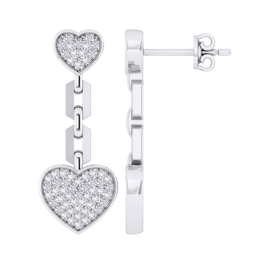 14K 0.53CT D-EARRING DANGLING LDS RDS HEART