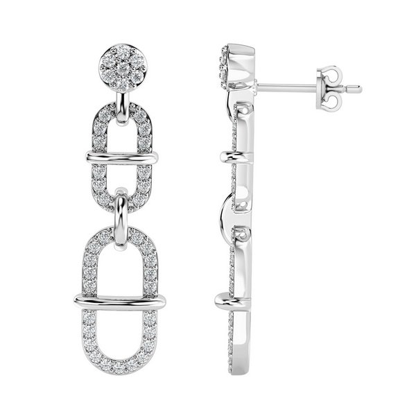 10K 0.53CT D-EARRING DANGLING RDS PRONG "PAPER CLIP"