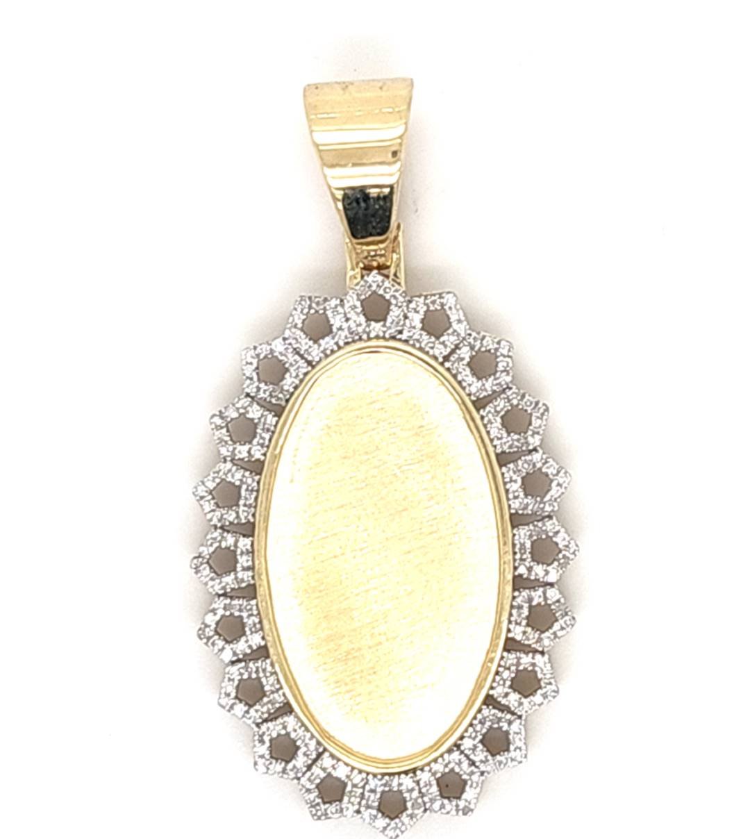 10K 0.26-0.32CT D-PENDANT MEN RDS "MEMORY PENDANT" (METAL PLATE YELLOW)