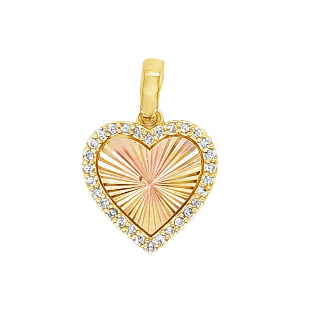 10K 0.21CT D-PENDANT LDS RDS "HEART" WITH PINK PLATE
