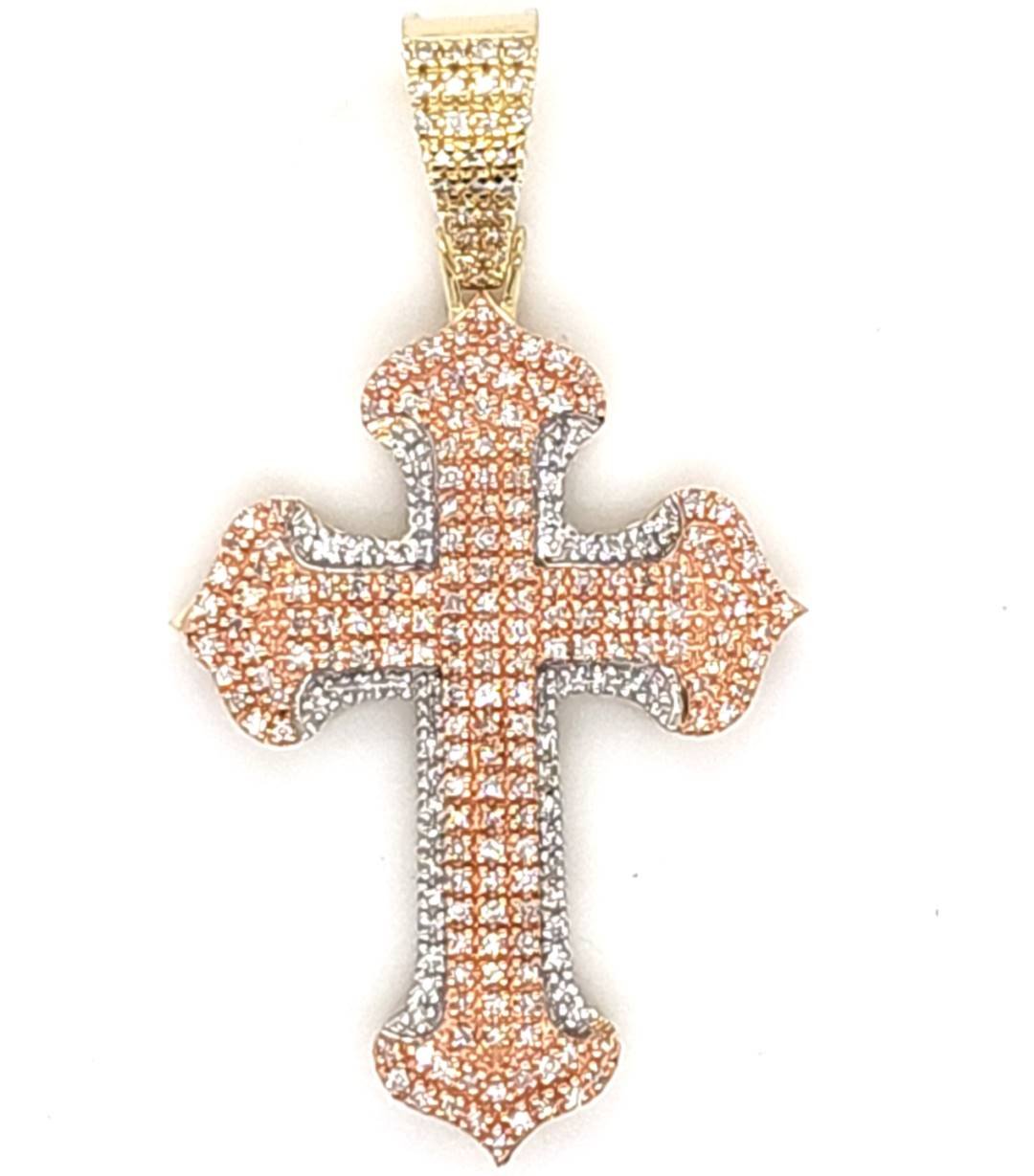 10K 0.31CT D-PENDANT CROSS RDS MICRO PRONG