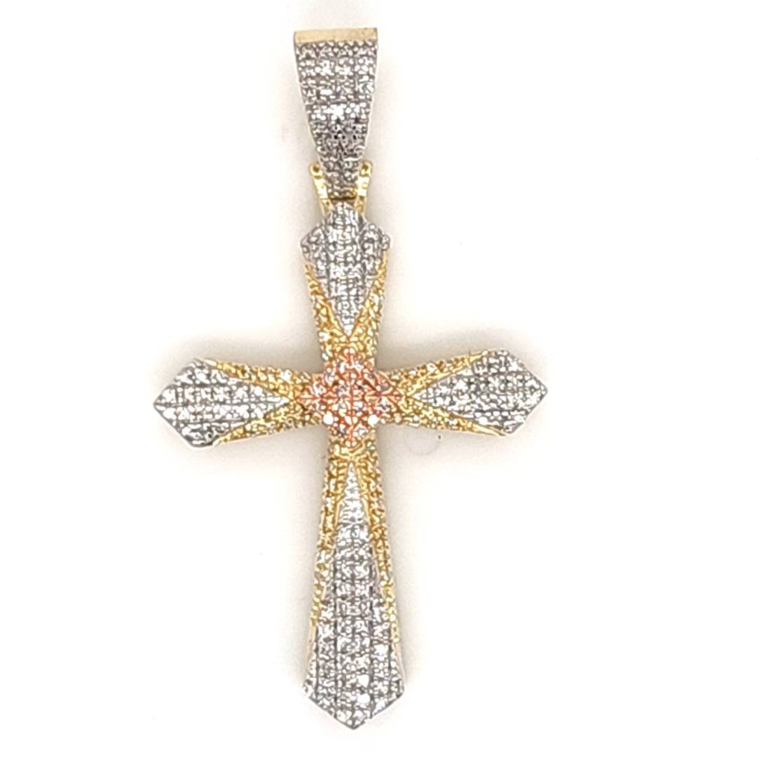 10K 0.22CT D-PENDANT RDS CROSS MICRO PRONG