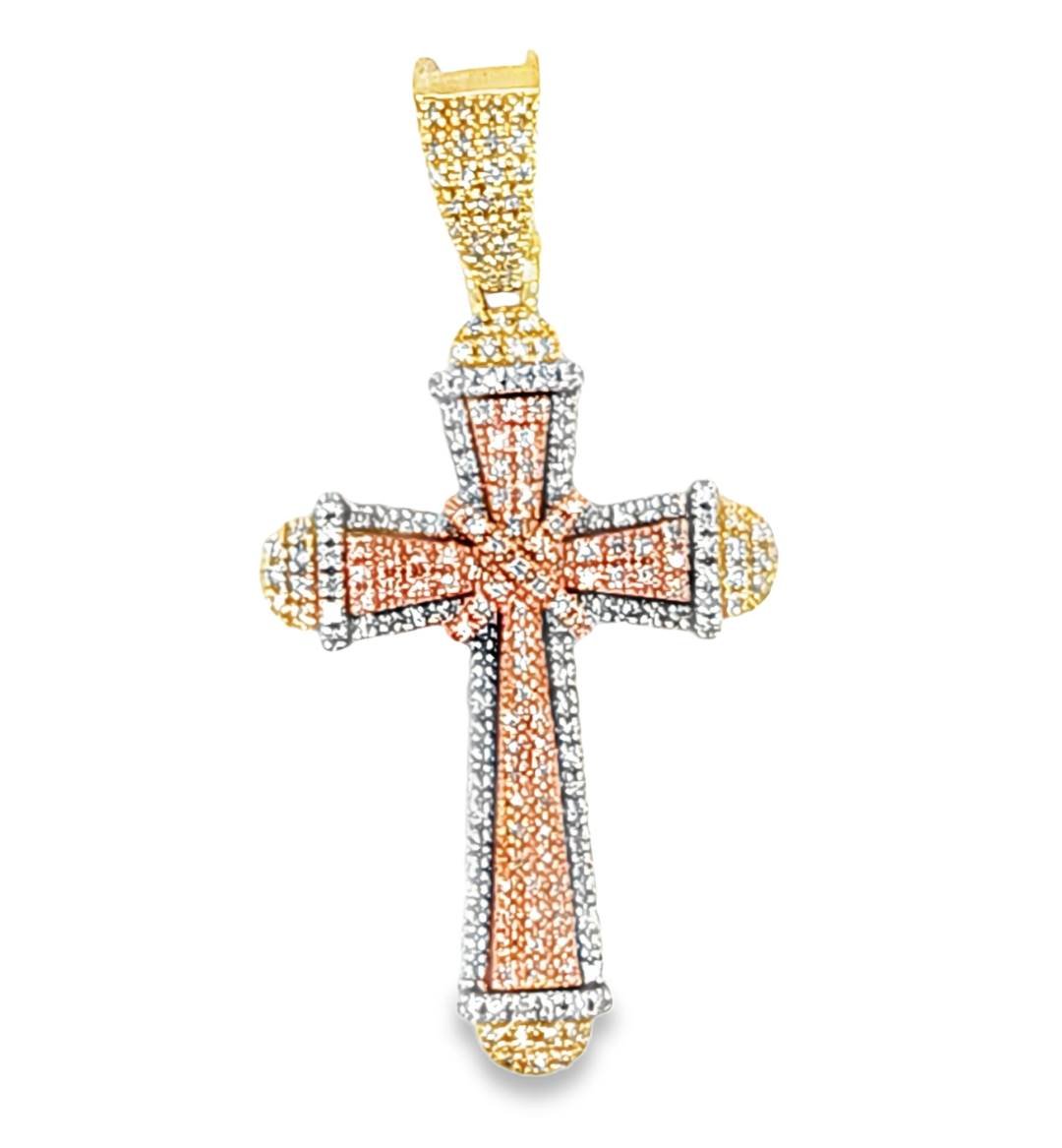10K 0.25CT D-PENDANT RDS MICRO PRONG CROSS