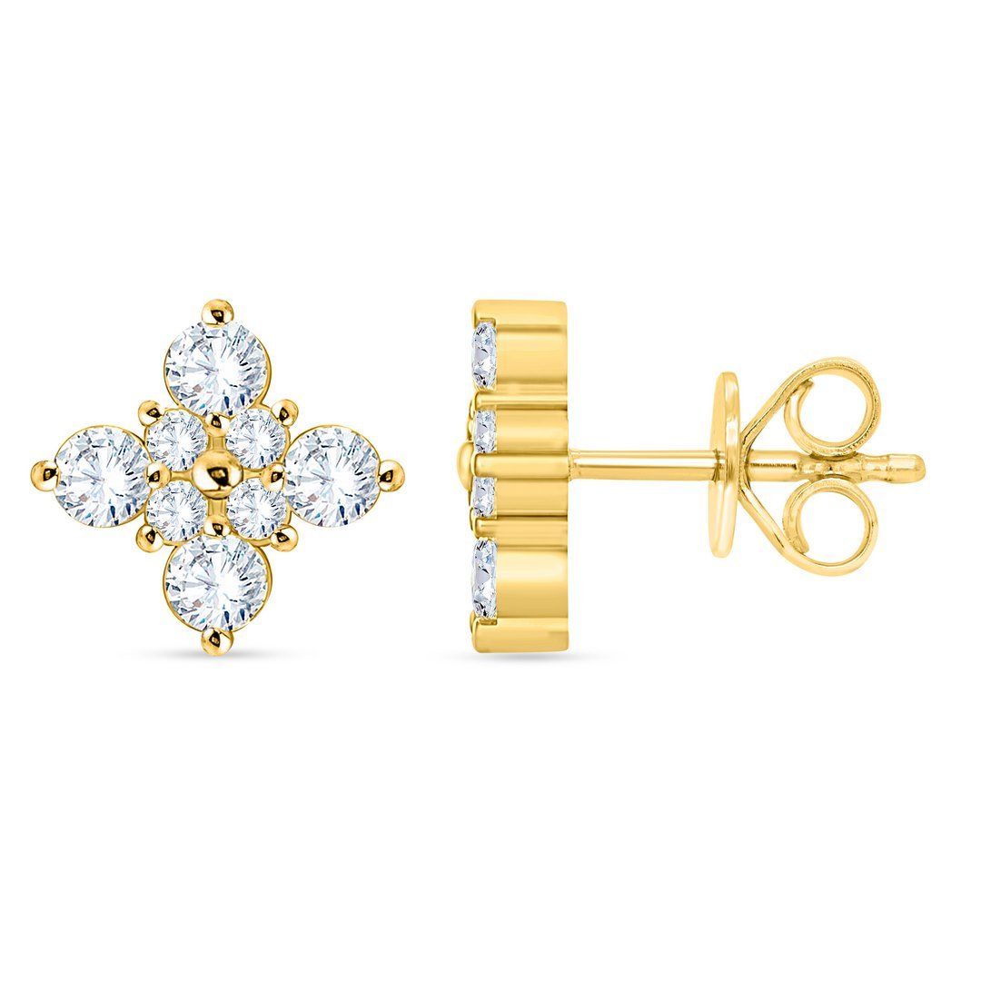 10K 0.51CT D-EARRING LDS RDS MICRO PRONG FOUR LEAF FLOWER