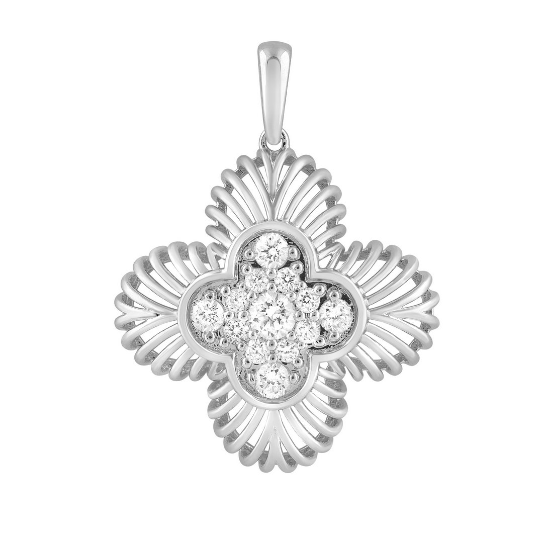 10K 0.27CT D-PENDANT LDS RDS "FOUR LEAF FLOWER"