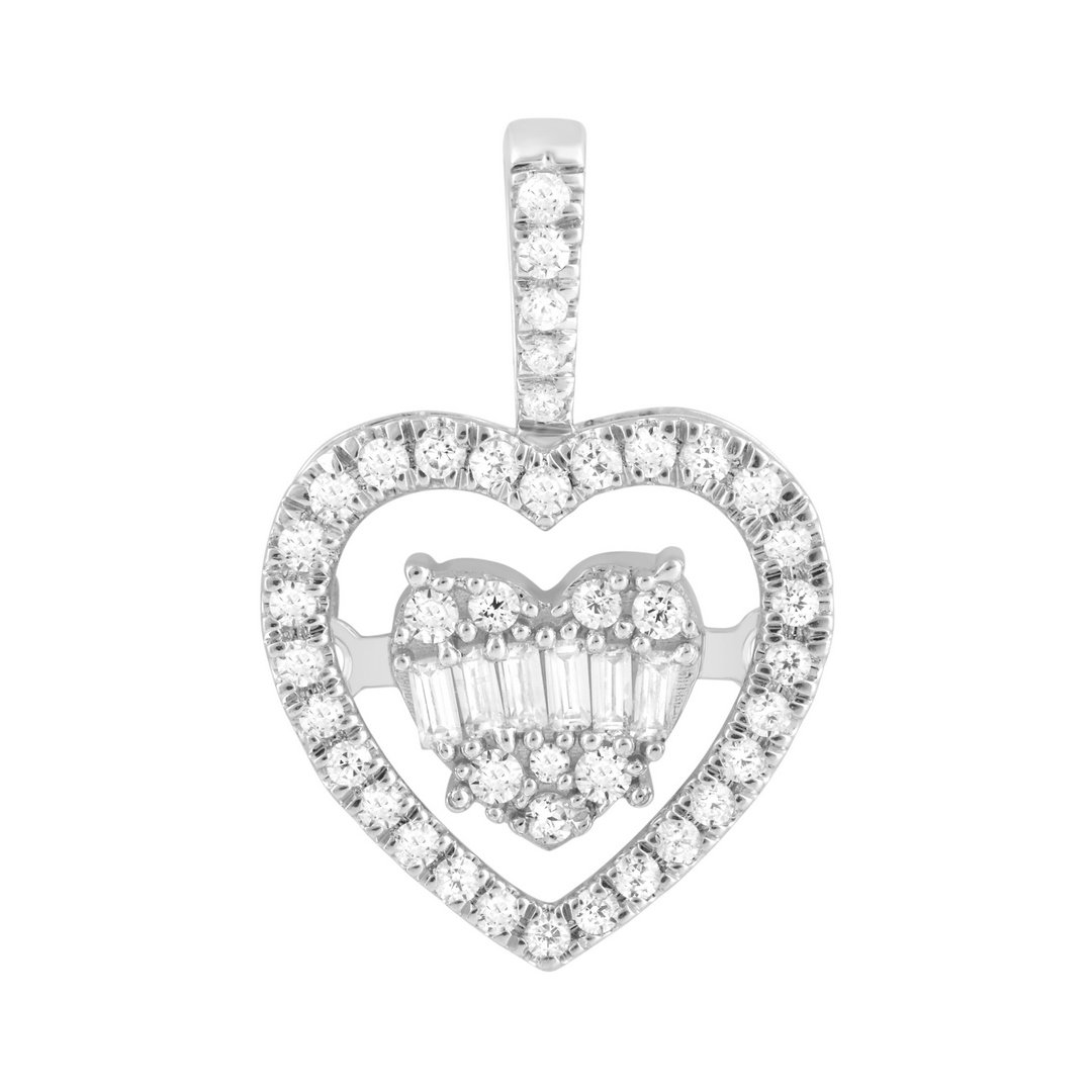 10K 0.24CT D-PENDANT LDS BAG/RDS "HEART" PRONG