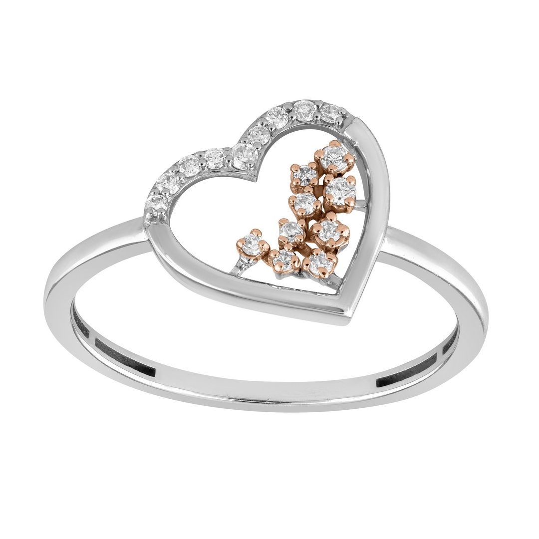 10K 0.11CT D-RING LDS RDS PRONG "HEART"