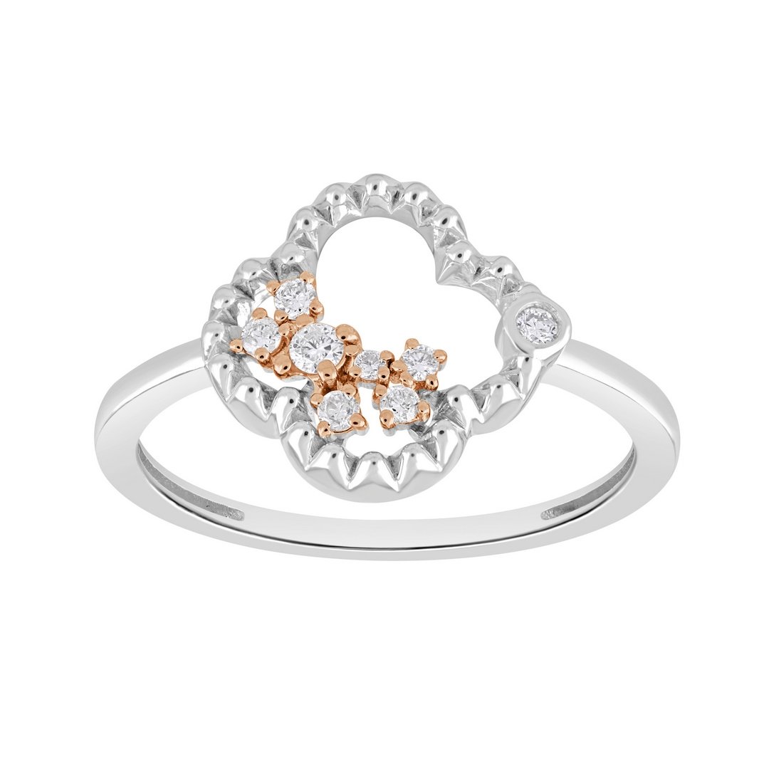 10K 0.11CT D-RING LDS RDS "FOUR LEAF FLOWER" PRONG