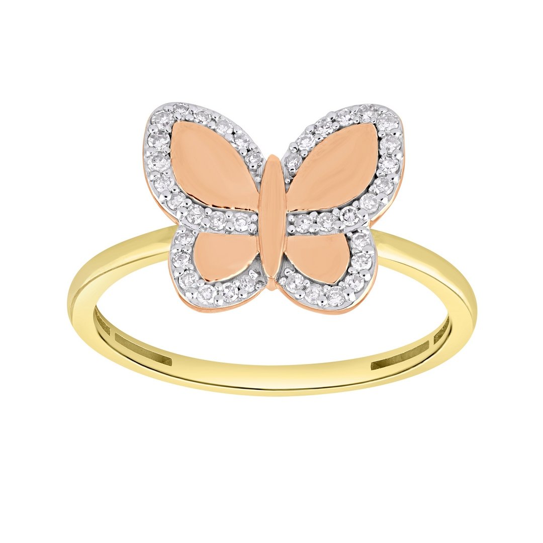 10K 0.15CT D-RING LDS RDS PRONG "BUTTERFLY"