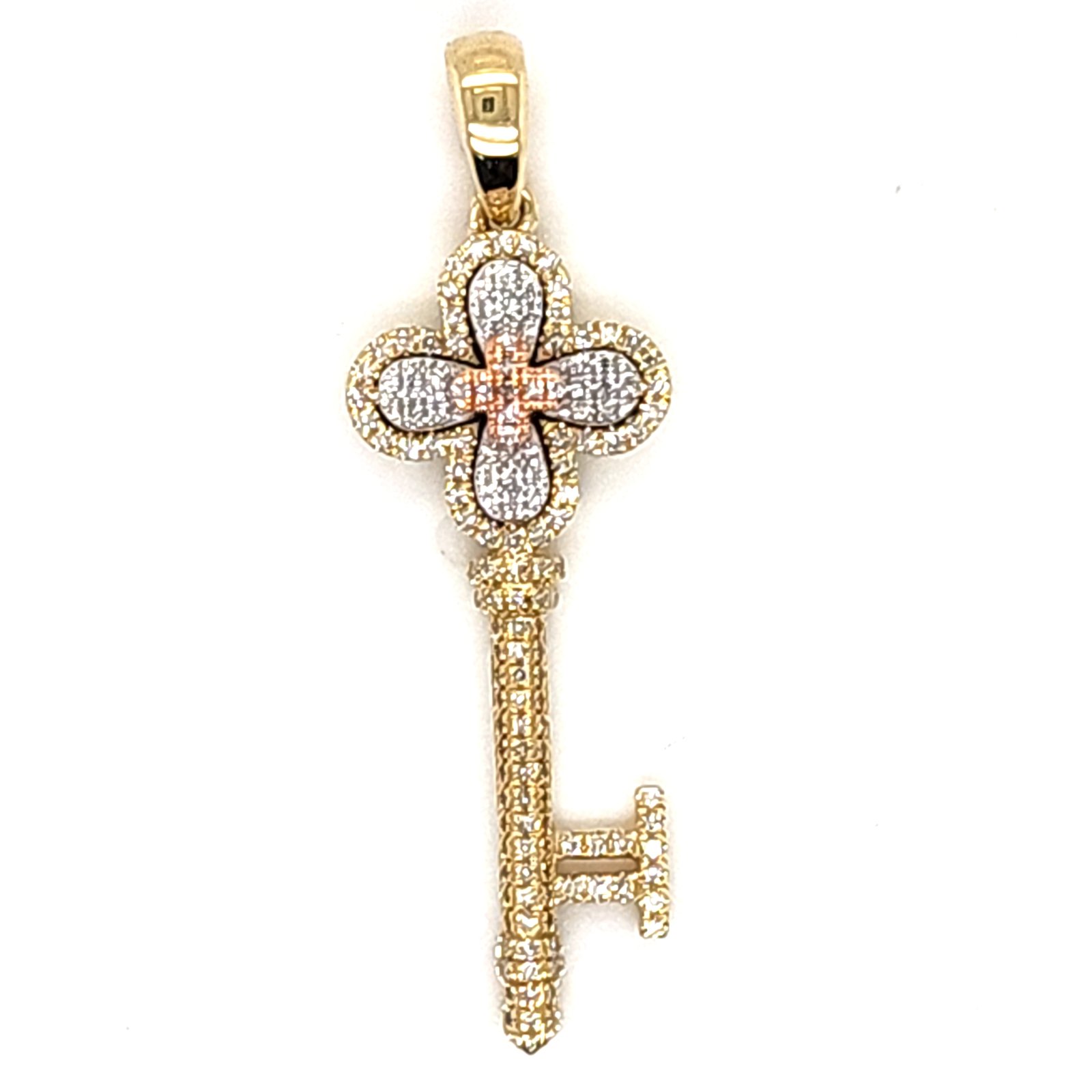 10K 0.19CT D-PENDANT LDS RDS "KEY" MICRO PRONG