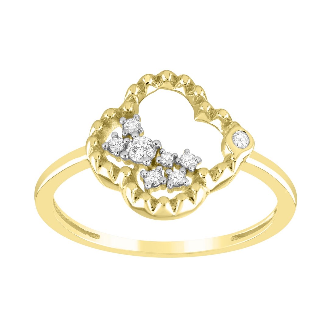 10K 0.11CT D-RING LDS RDS PRONG "FOUR LEAF FLOWER"