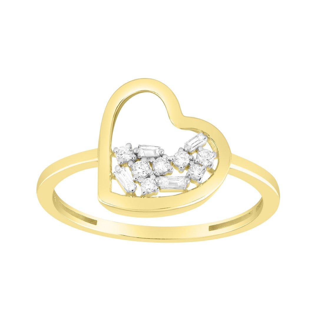 10K 0.11CT D-RING LDS BAG/RDS PRONG "HEART"