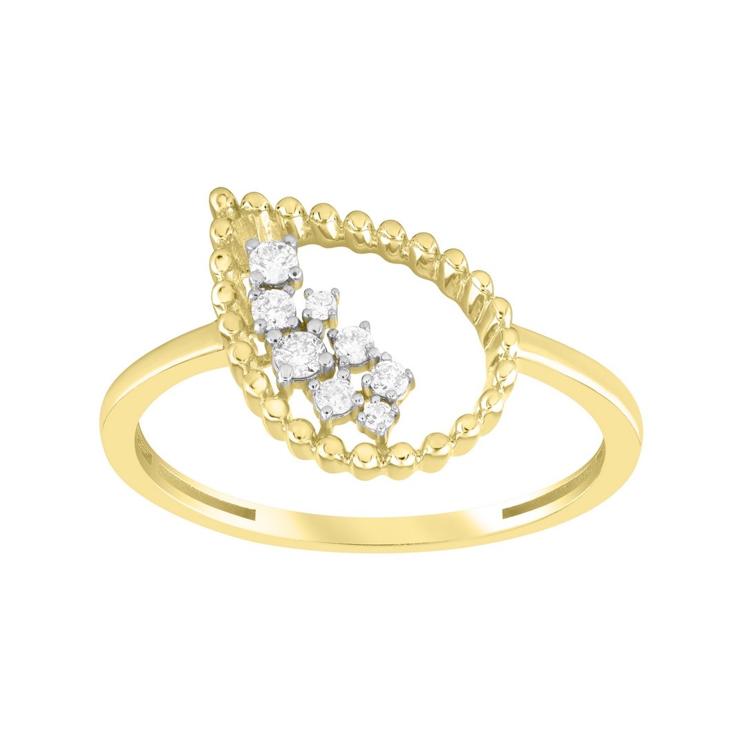 10K 0.11CT D-RING LDS RDS PRONG "LEAF"