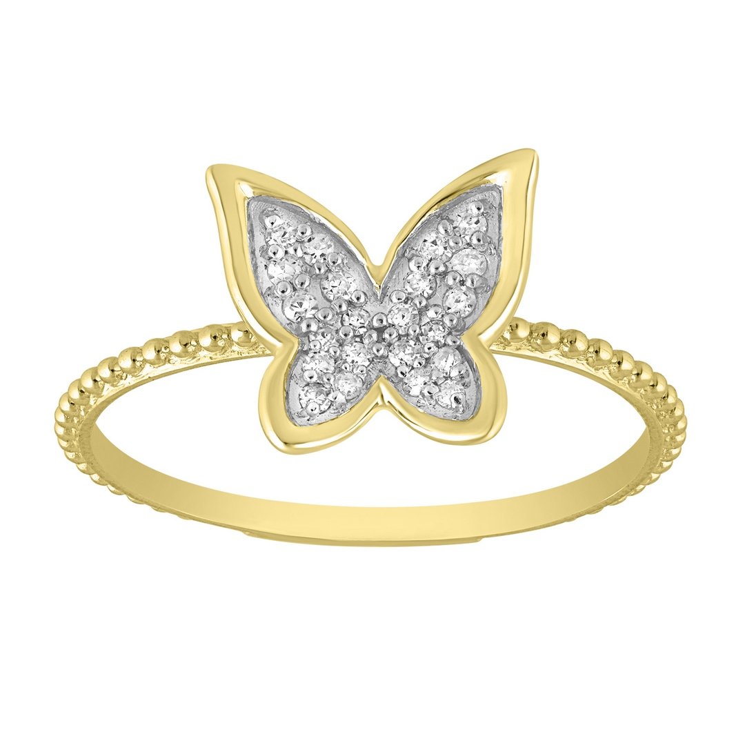 10K 0.11CT D-RING LDS RDS "BUTTERFLY" PRONG