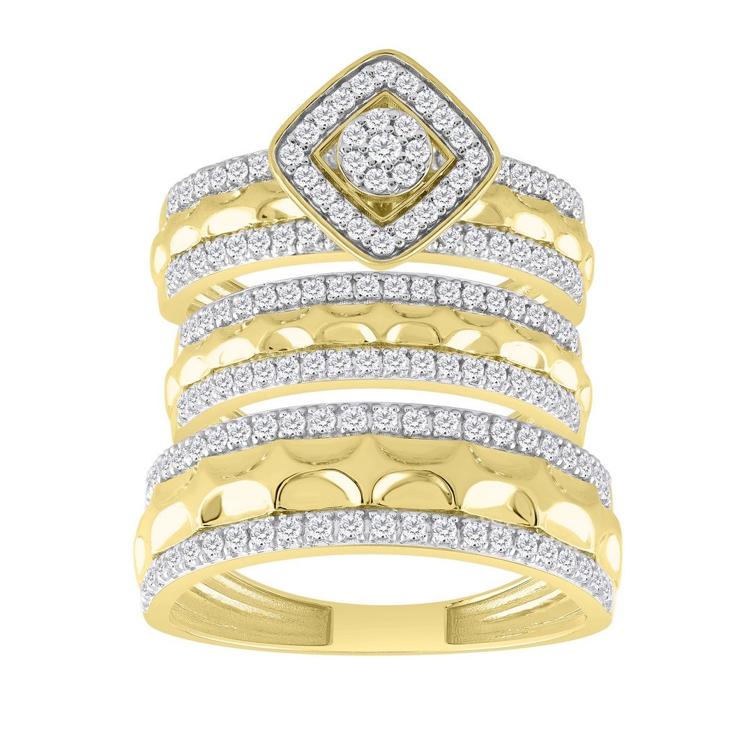 10K 0.99CT D-RING TRIO SET RDS PRONG