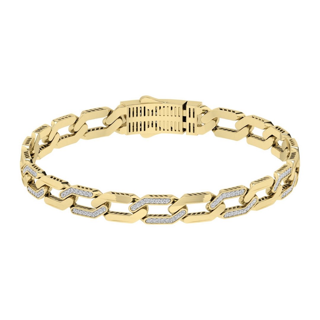 10K 1.13CT D-BRACELET MEN RDS "LINK STYLE" SIZE 8 INCHES